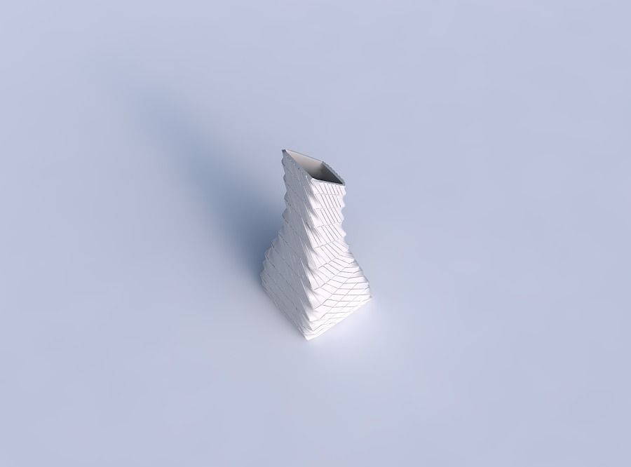 Vase squeezed and bent rectangle with twisted grid plates 3D print model_1