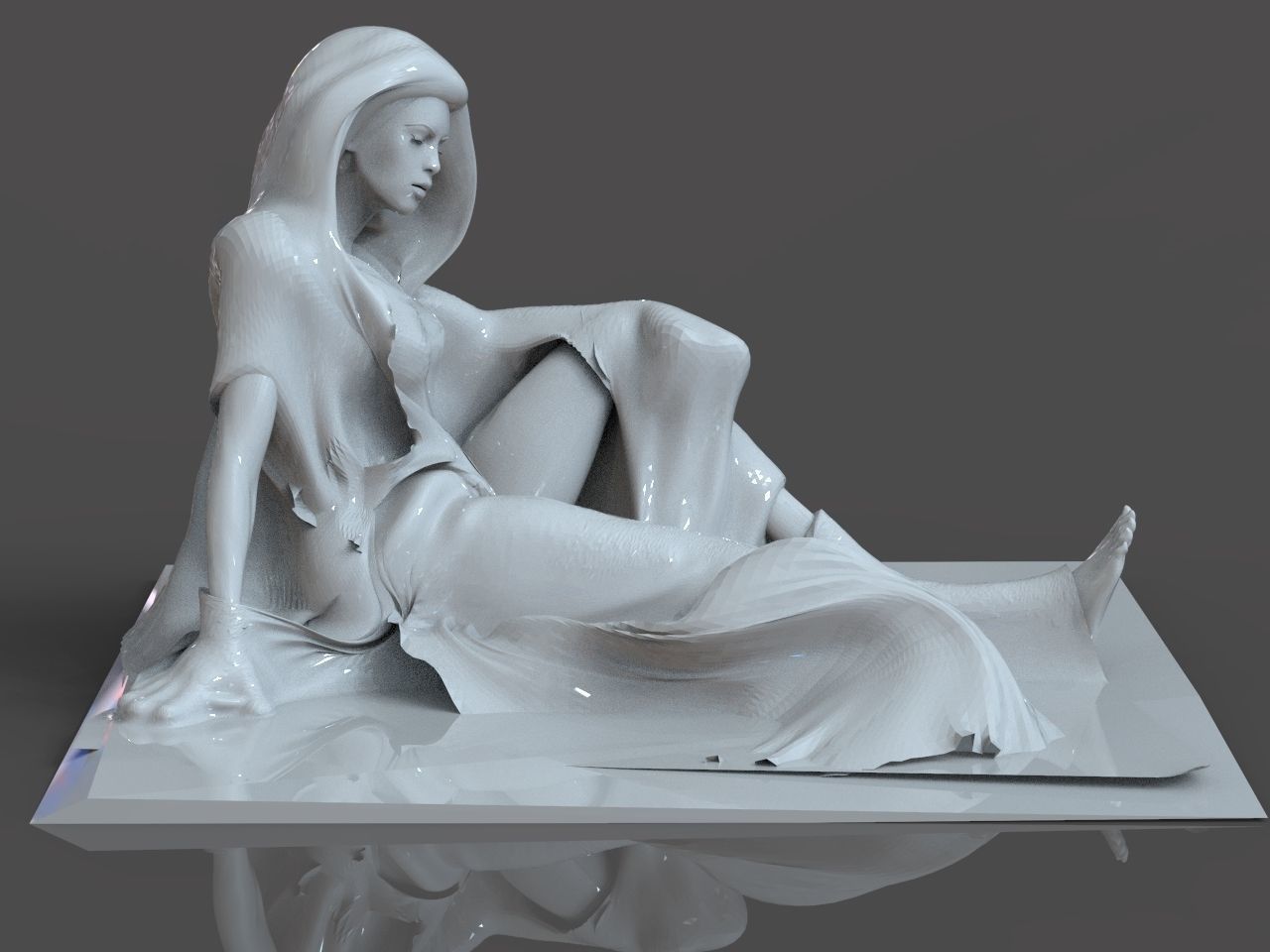 Trapped Woman Sculpture 3D print model_4