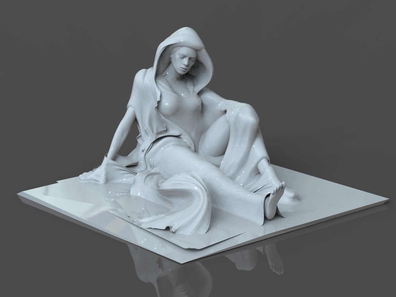 Trapped Woman Sculpture 3D print model_1
