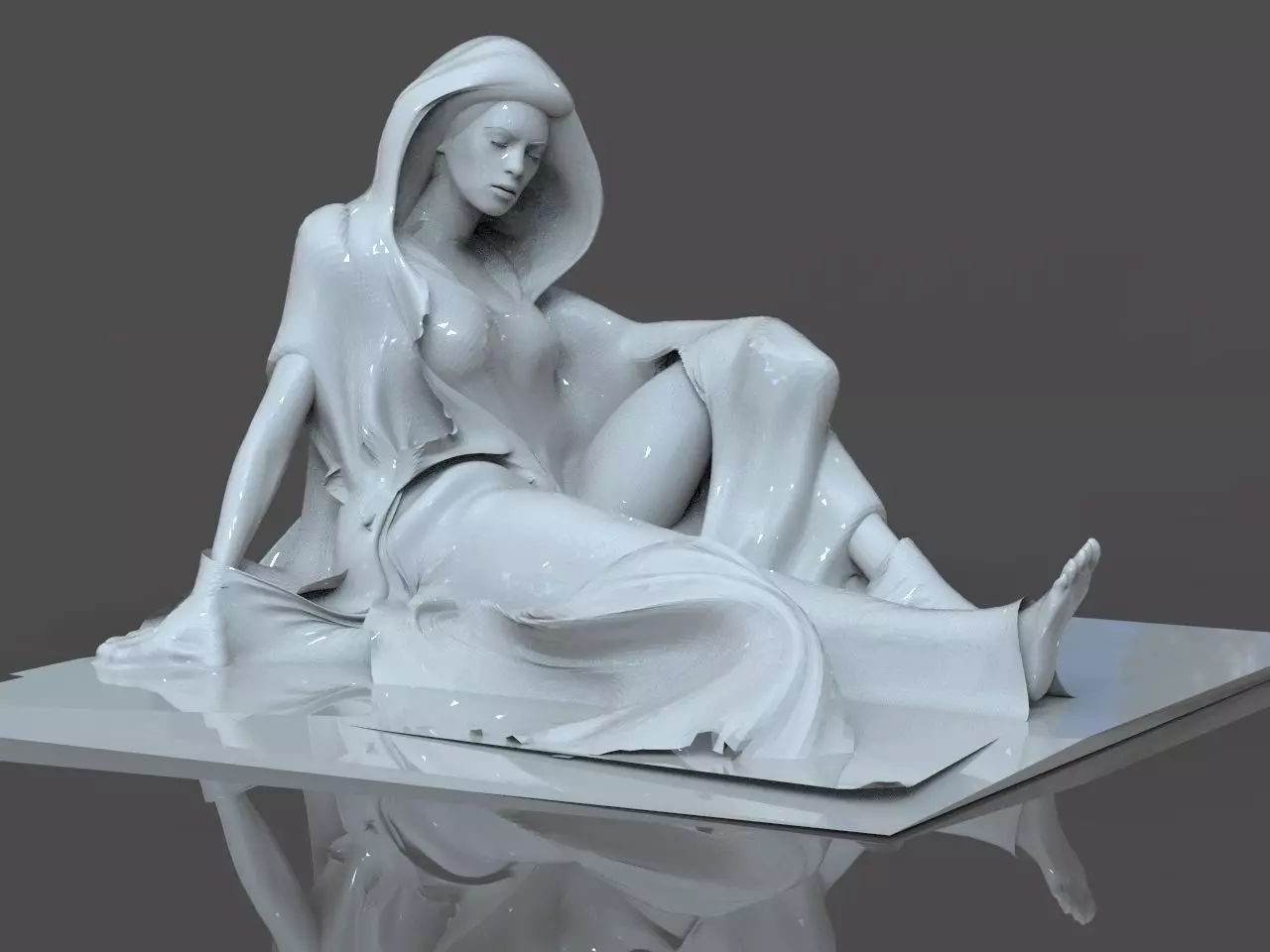 Trapped Woman Sculpture 3D print model_0