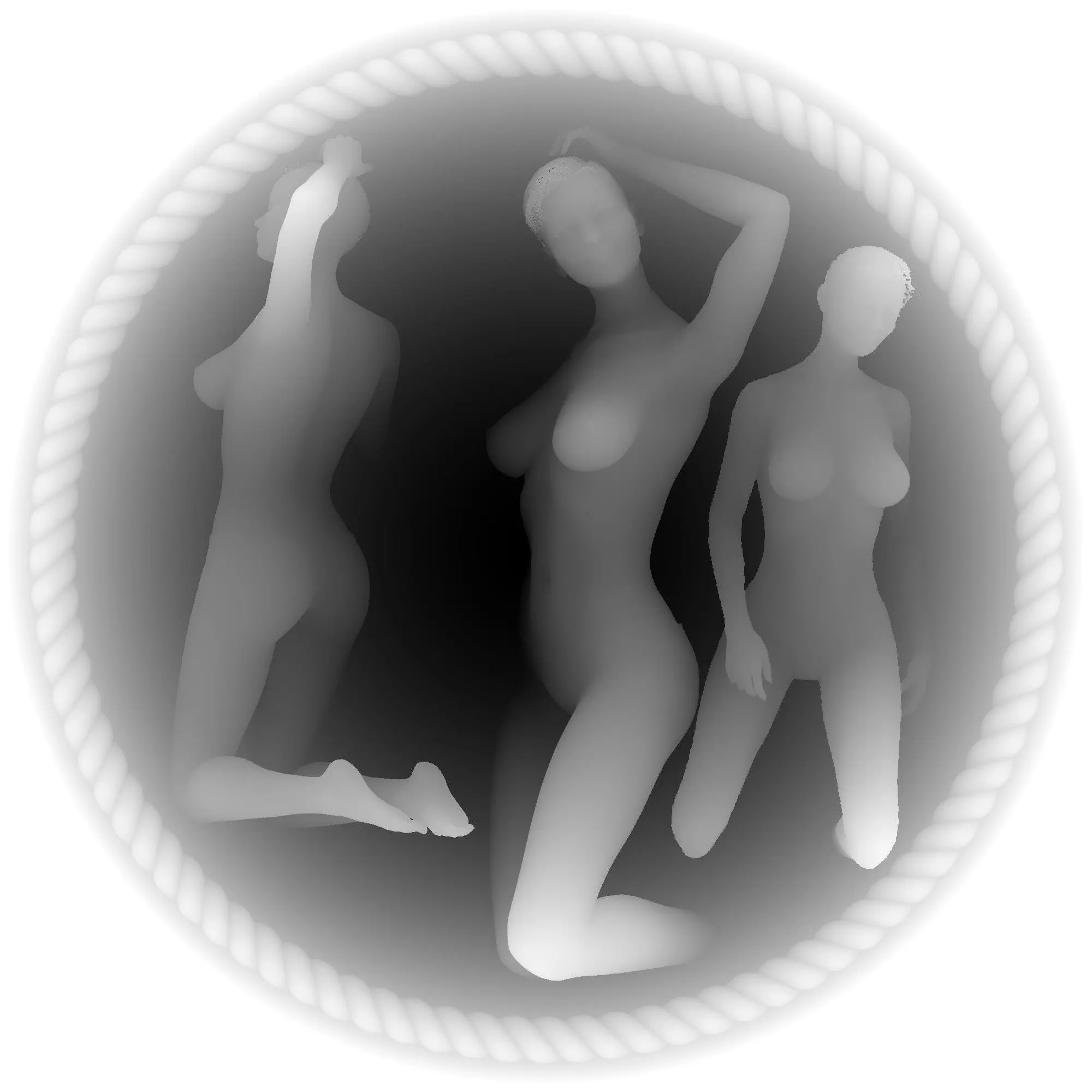 3graces three naked women in circle 3D print model_0