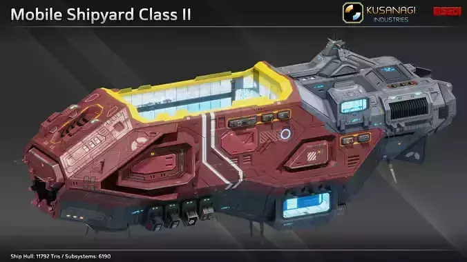 Scifi Mobile Shipyard Class II Low-poly 3D model