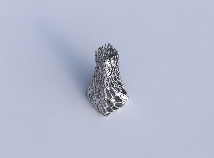 Vase squeezed rectangle with cracked and twisted organic lattice 3D print model_6