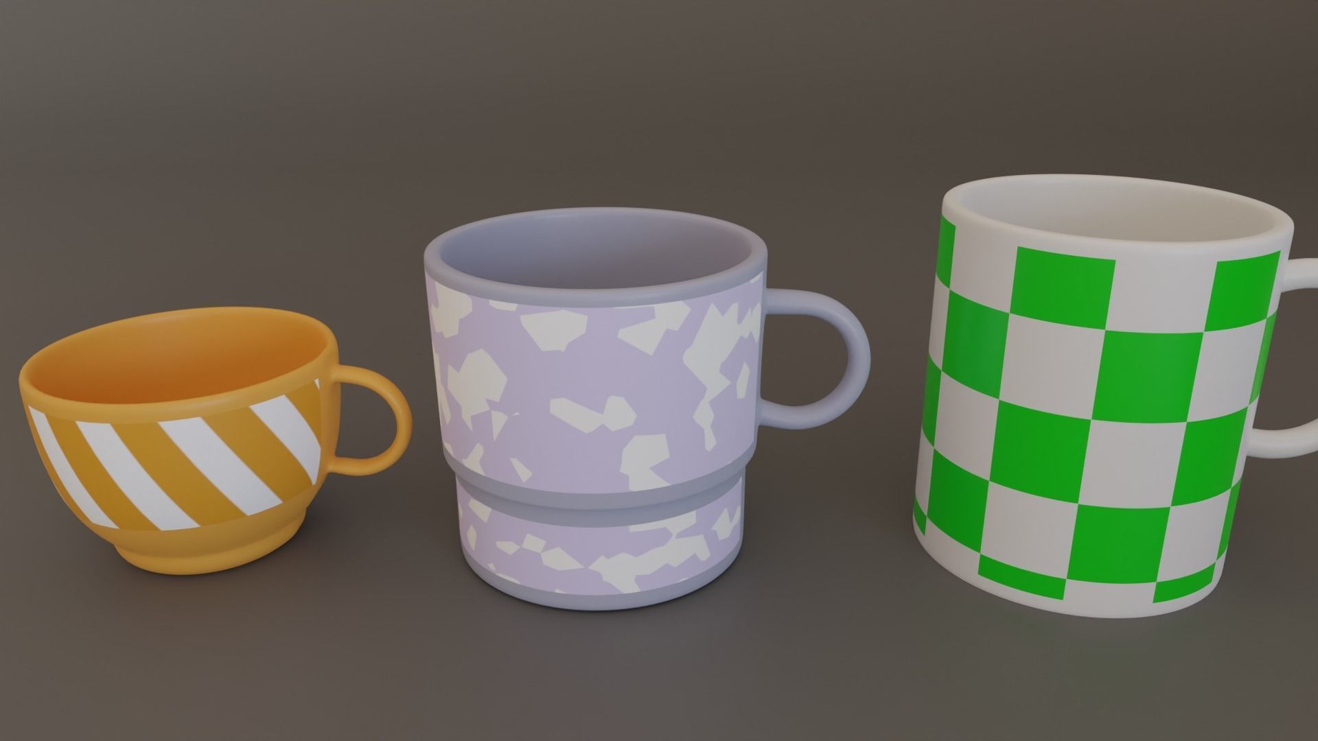 Cups 3 Models with designs Free 3D model_1