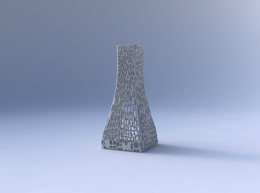 Vase squeezed rectangle with dense twisted organic lattice 3D print model_4