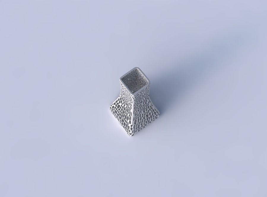Vase squeezed rectangle with dense twisted organic lattice 3D print model_2