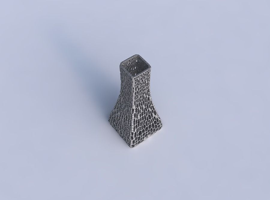 Vase squeezed rectangle with dense twisted organic lattice 3D print model_6