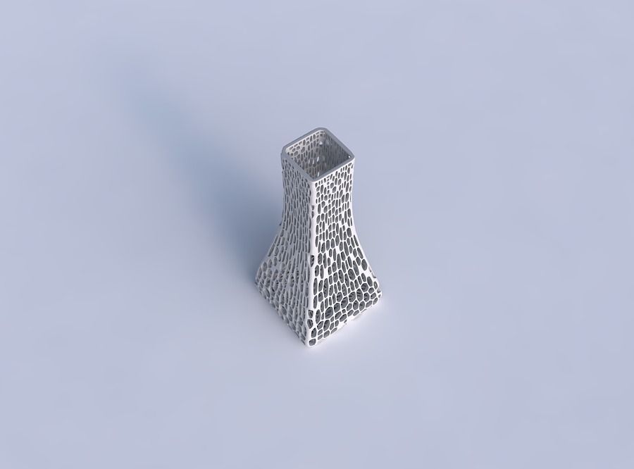 Vase squeezed rectangle with dense twisted organic lattice 3D print model_1