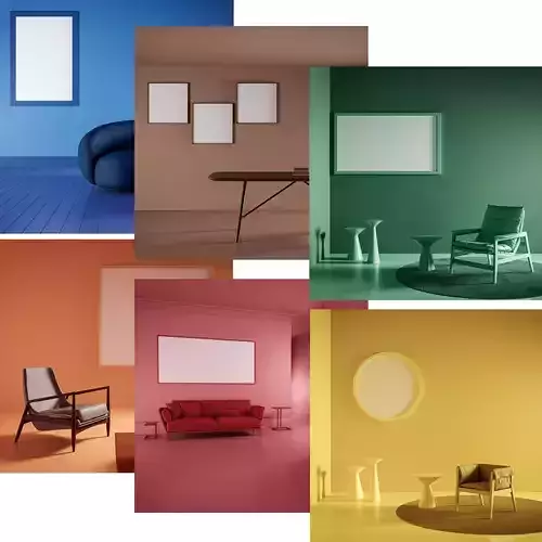 Six different rooms ready to be used in your projects