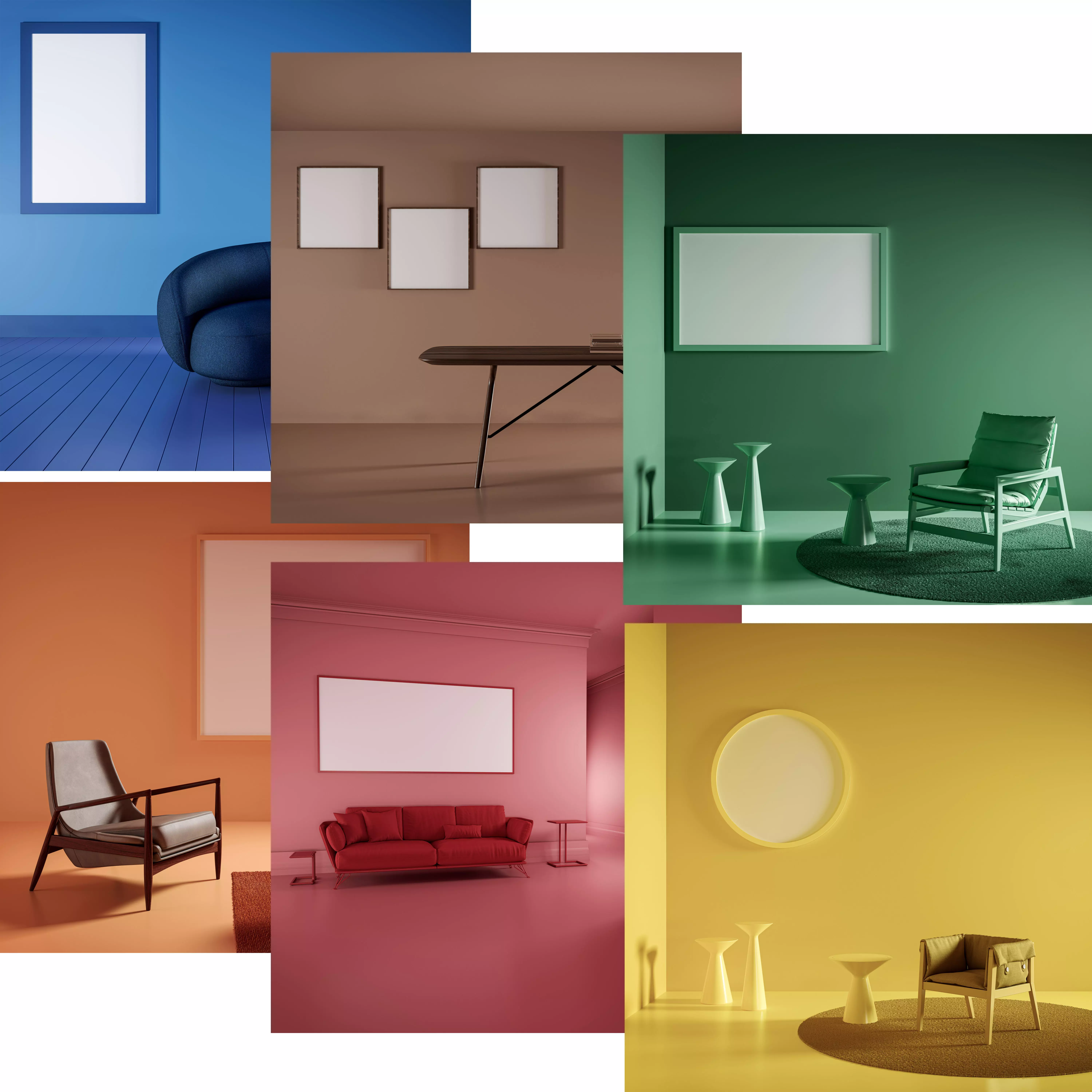 Six different rooms ready to be used in your projects 3D model_0