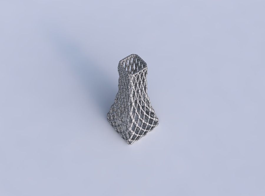 Vase squeezed rectangle with diagonal grid lattice 3D print model_6