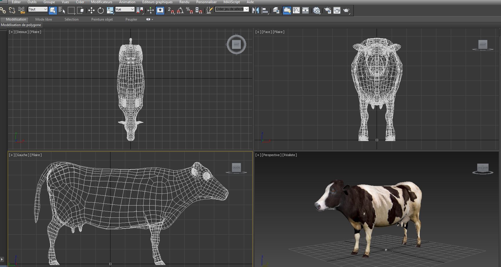 Black White Cow  Low-poly 3D model_13