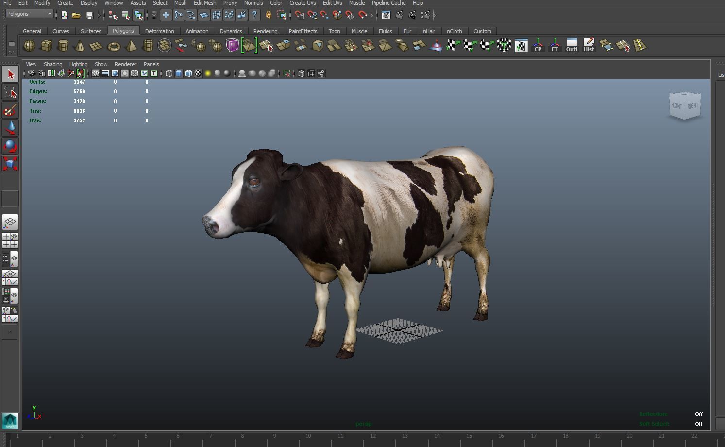 Black White Cow  Low-poly 3D model_14
