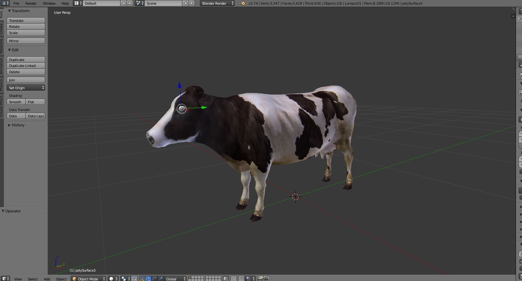 Black White Cow  Low-poly 3D model_15