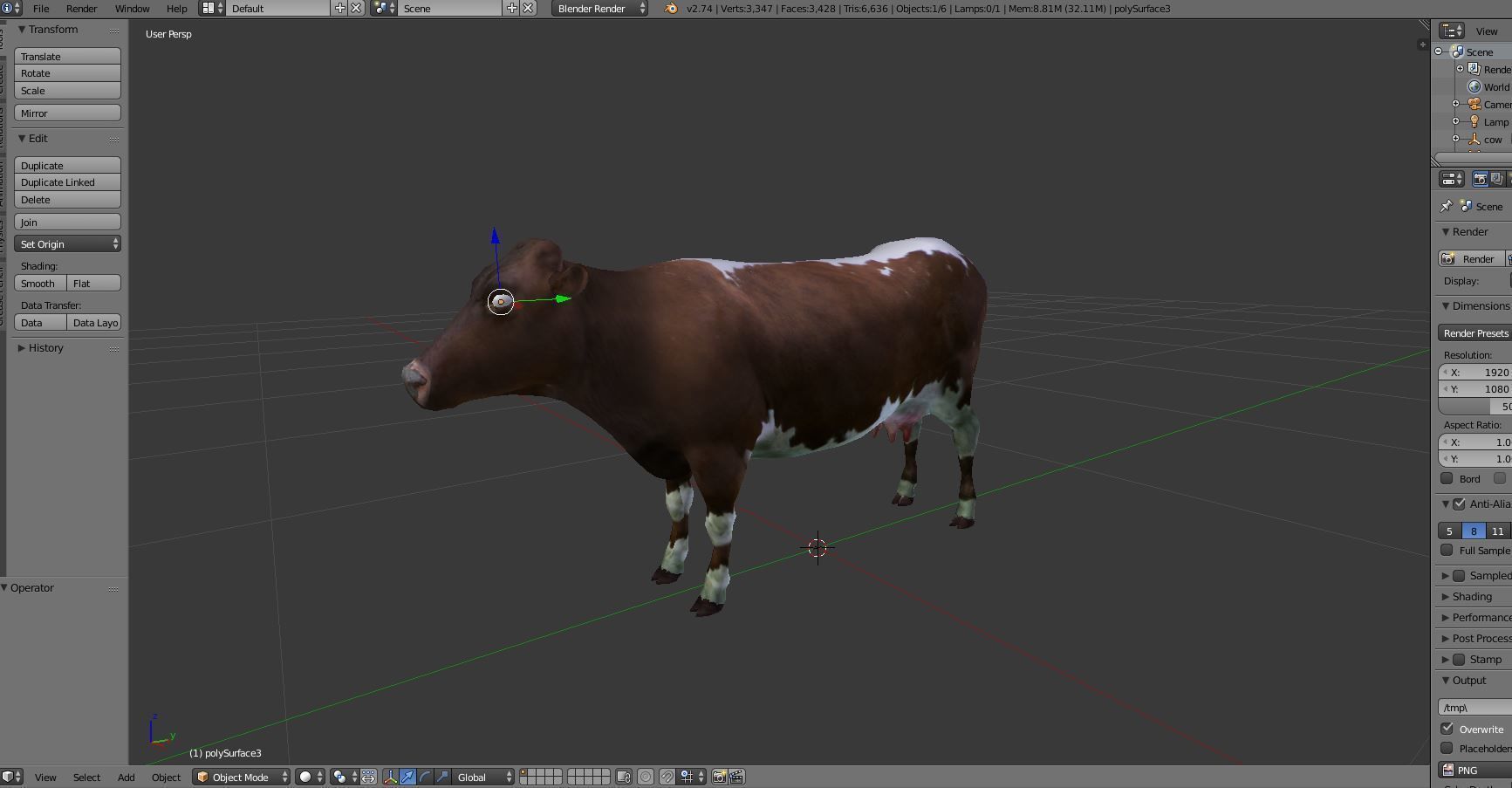 Brown Cow low poly  Low-poly 3D model_19