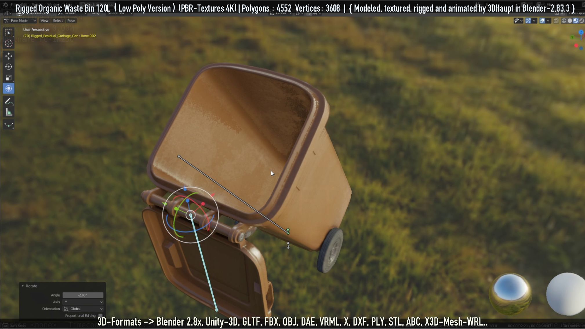 Rigged Organic Waste Bin 120L -Low-Poly-Version- Low-poly 3D model_112