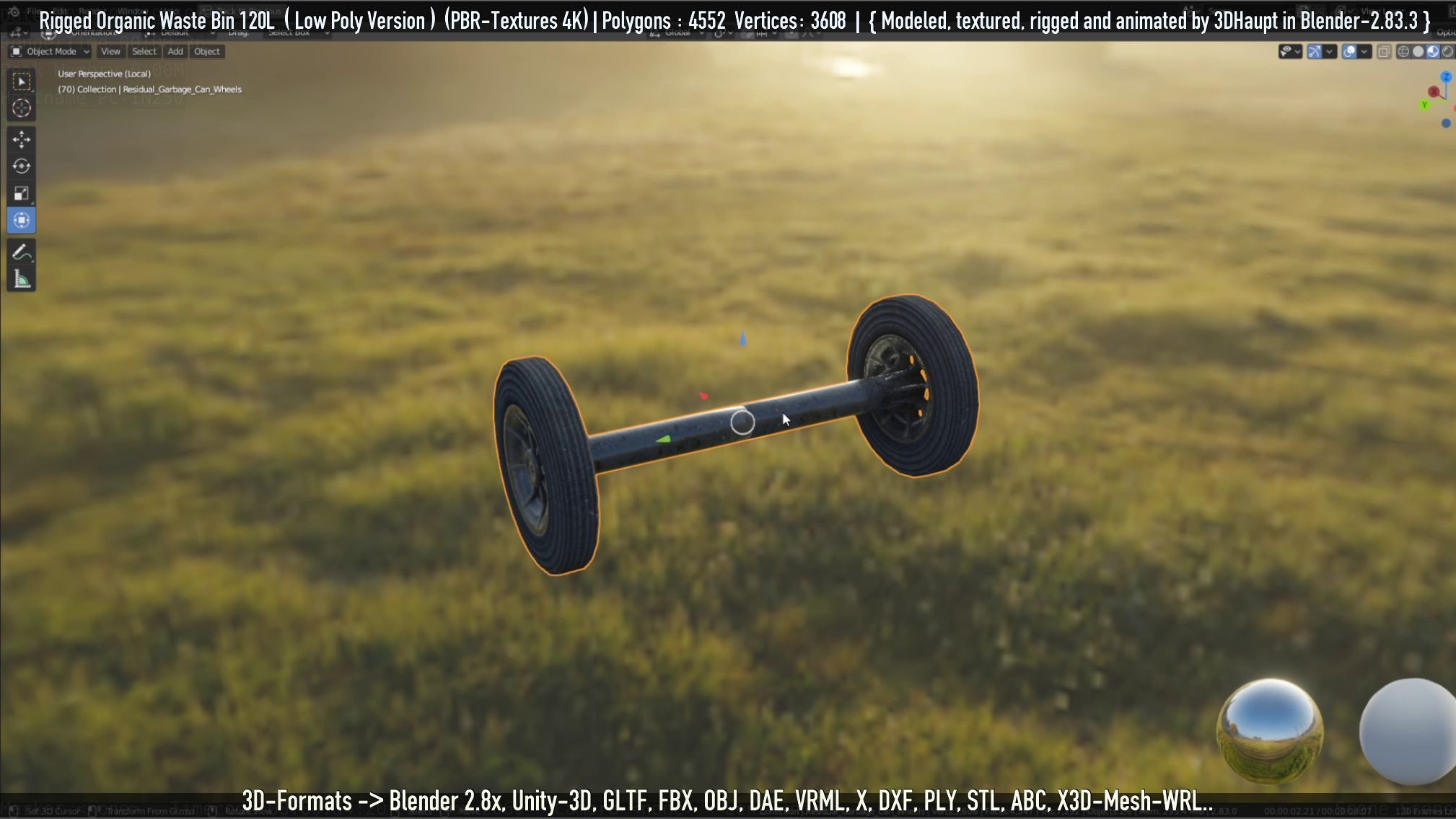 Rigged Organic Waste Bin 120L -Low-Poly-Version- Low-poly 3D model_106