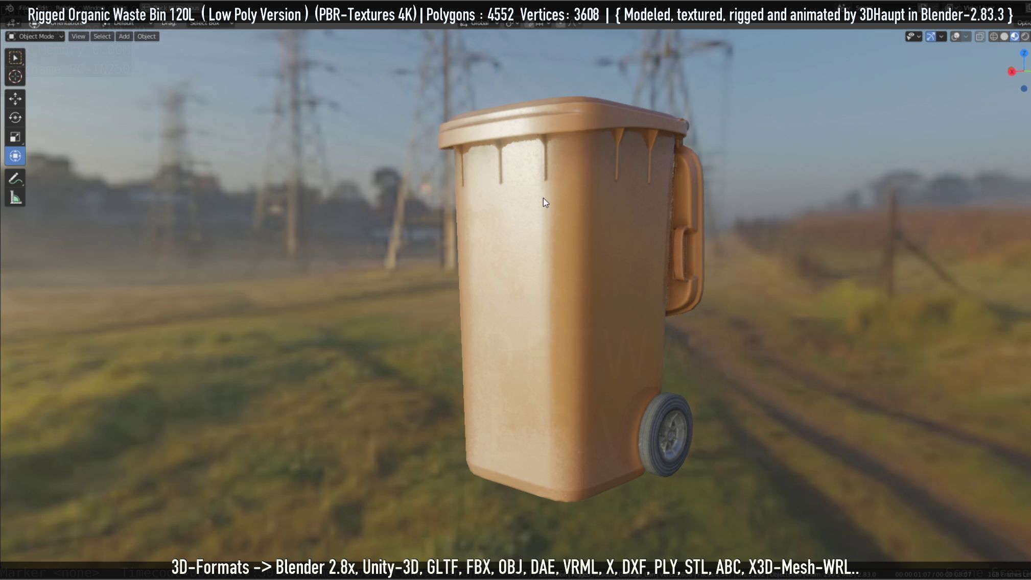 Rigged Organic Waste Bin 120L -Low-Poly-Version- Low-poly 3D model_94
