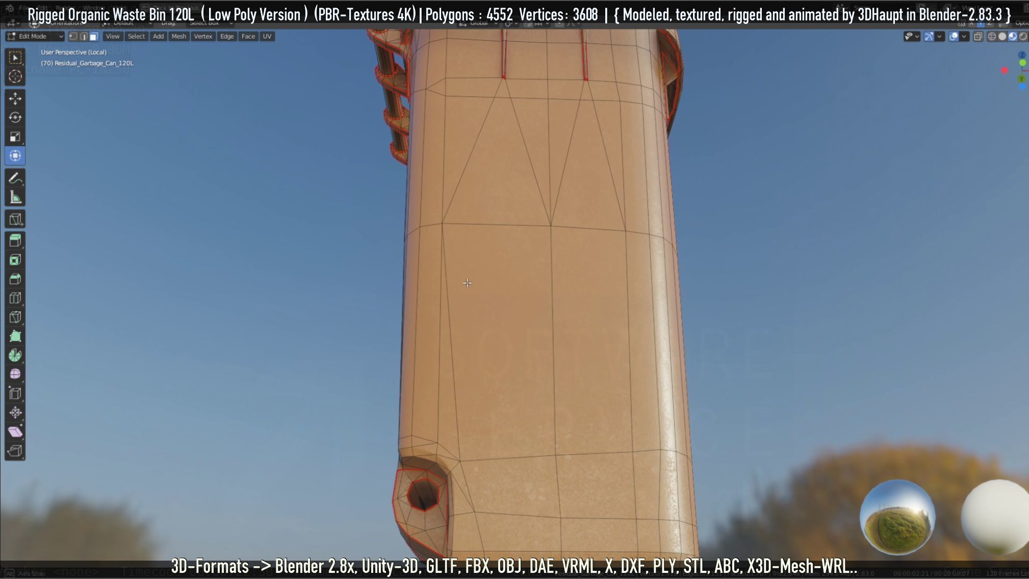 Rigged Organic Waste Bin 120L -Low-Poly-Version- Low-poly 3D model_98