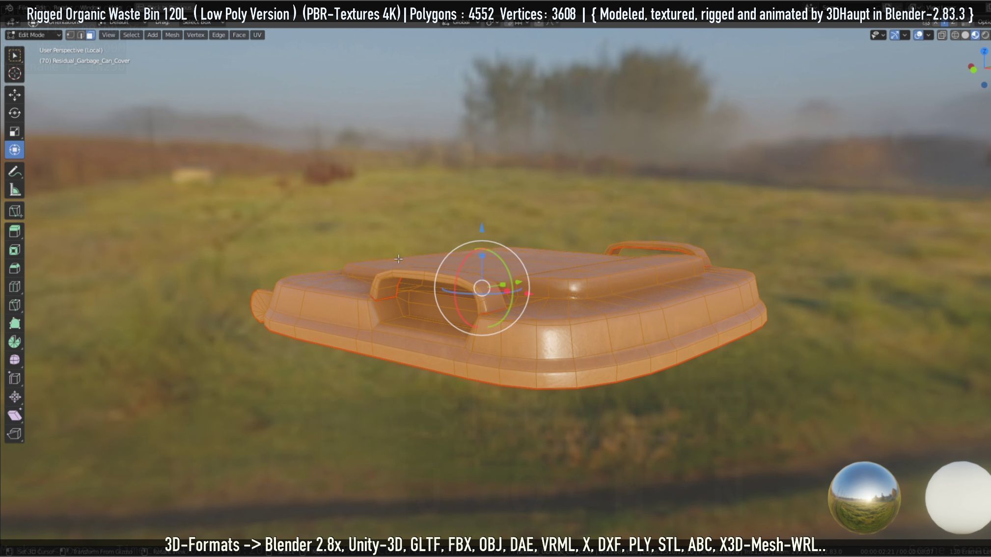 Rigged Organic Waste Bin 120L -Low-Poly-Version- Low-poly 3D model_100