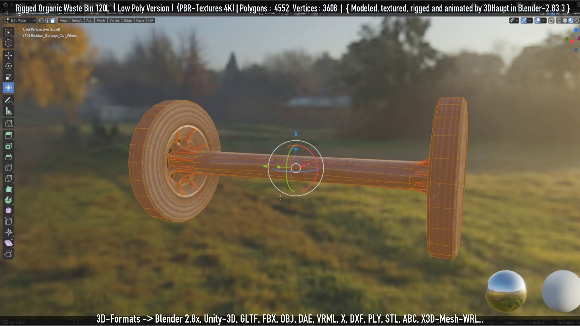 Rigged Organic Waste Bin 120L -Low-Poly-Version- Low-poly 3D model_22