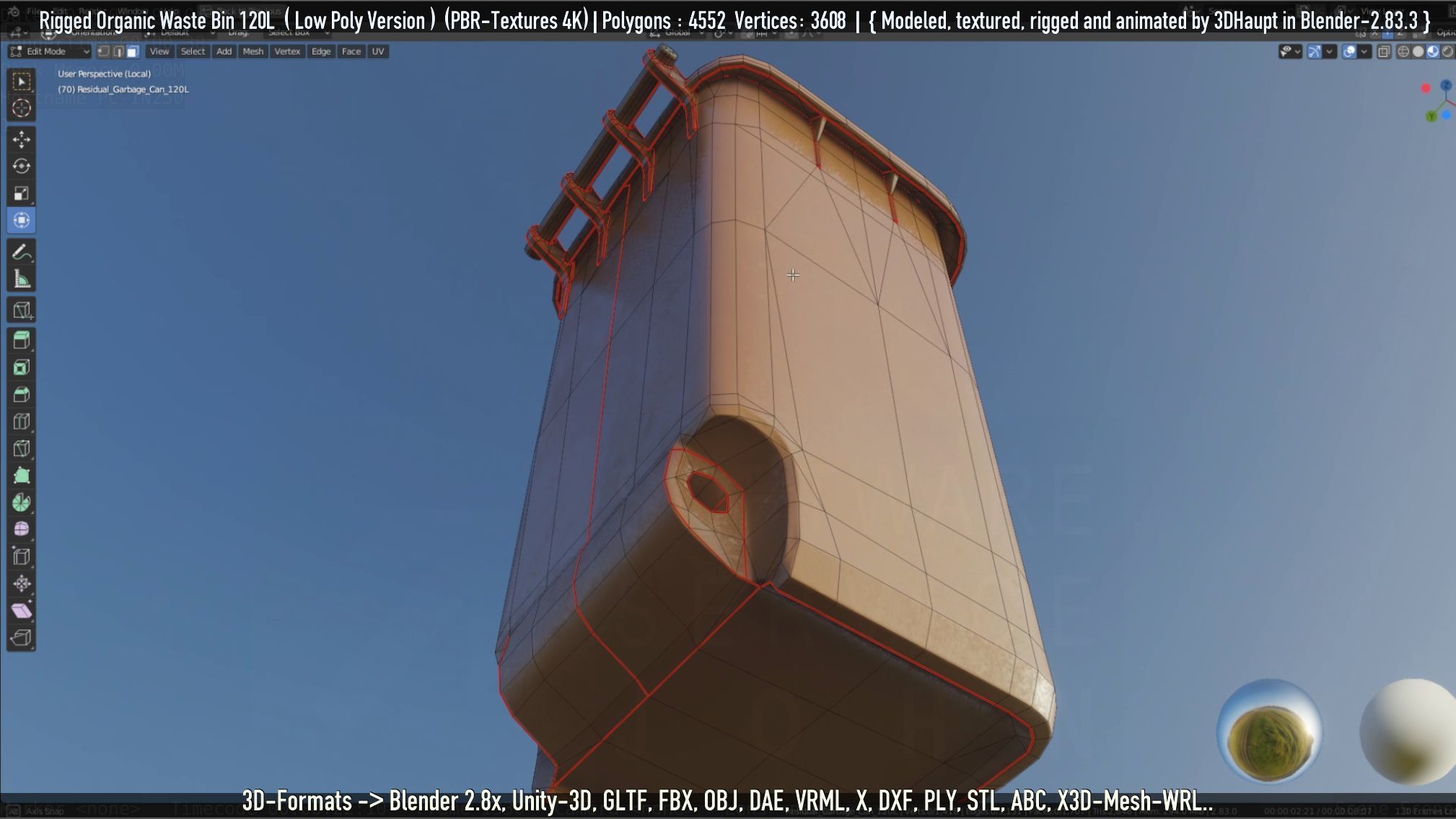 Rigged Organic Waste Bin 120L -Low-Poly-Version- Low-poly 3D model_70