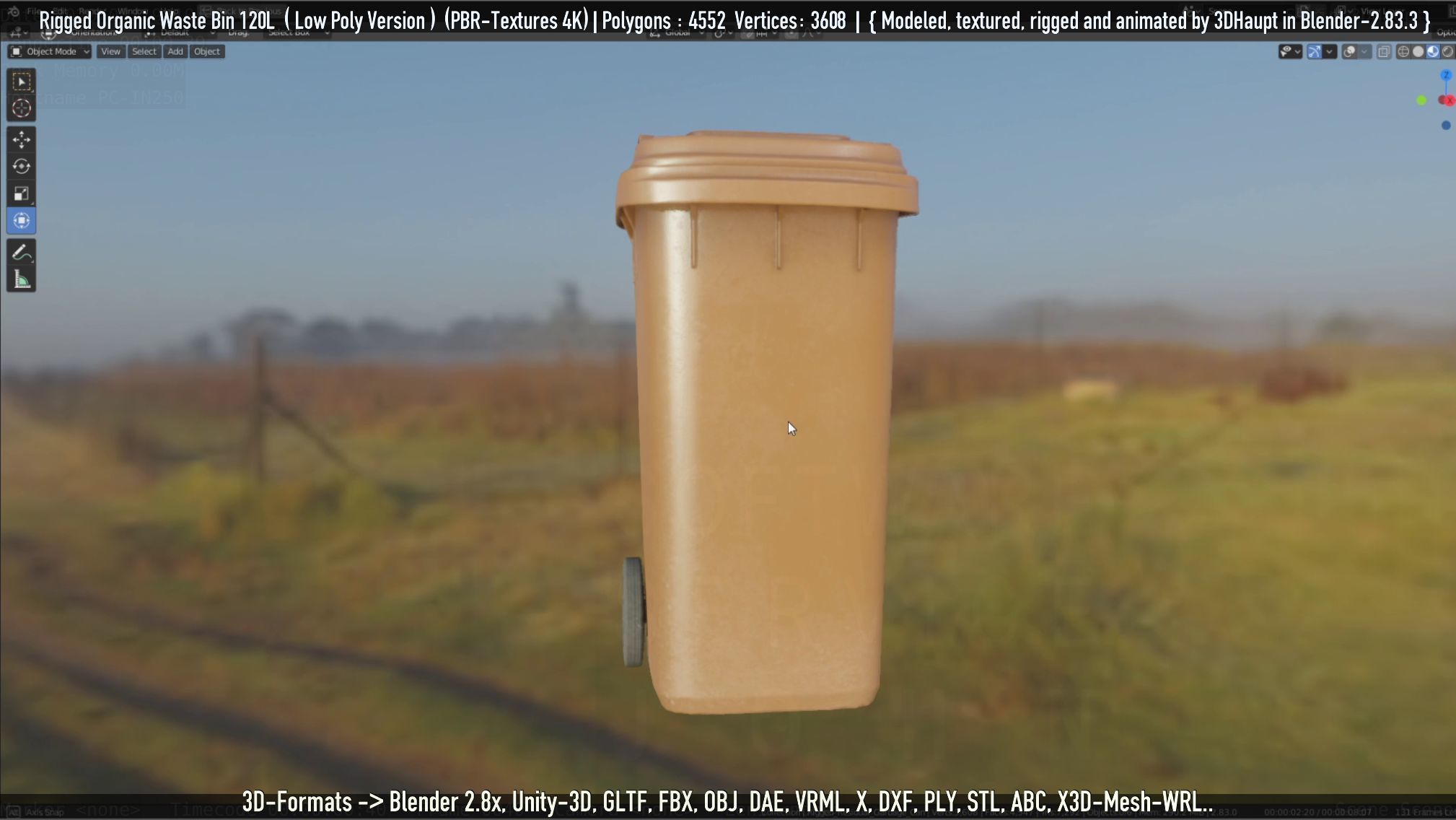 Rigged Organic Waste Bin 120L -Low-Poly-Version- Low-poly 3D model_30