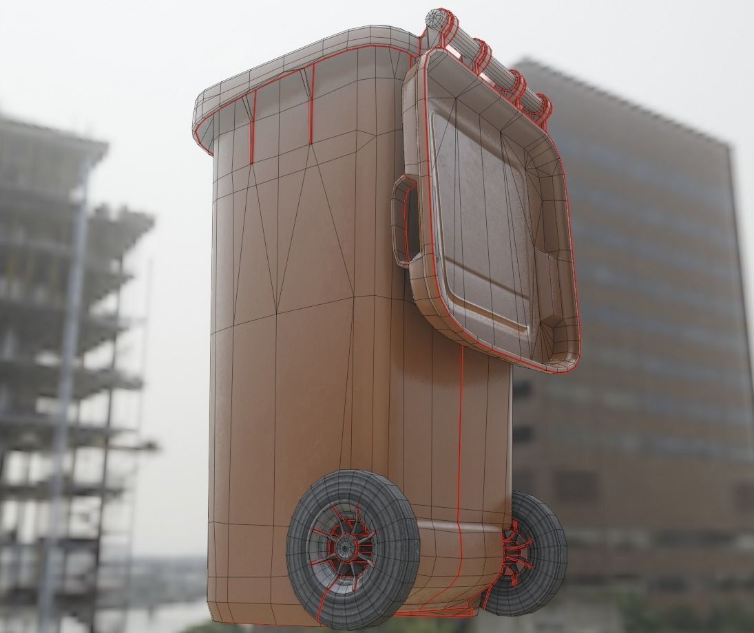 Rigged Organic Waste Bin 120L -Low-Poly-Version- Low-poly 3D model_4