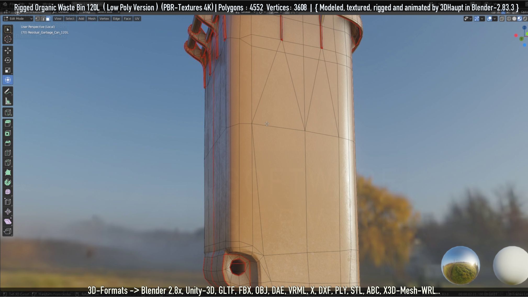 Rigged Organic Waste Bin 120L -Low-Poly-Version- Low-poly 3D model_69