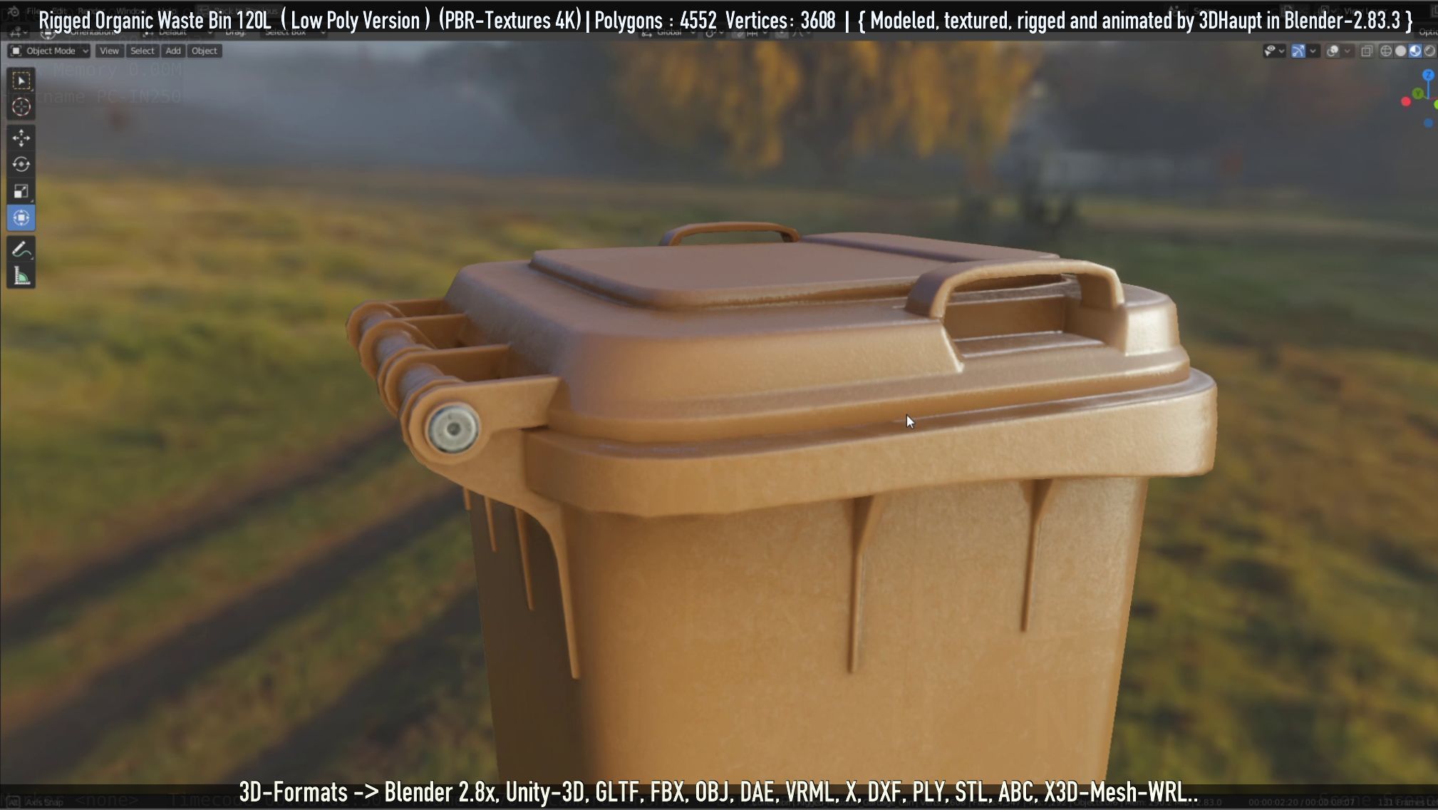 Rigged Organic Waste Bin 120L -Low-Poly-Version- Low-poly 3D model_9