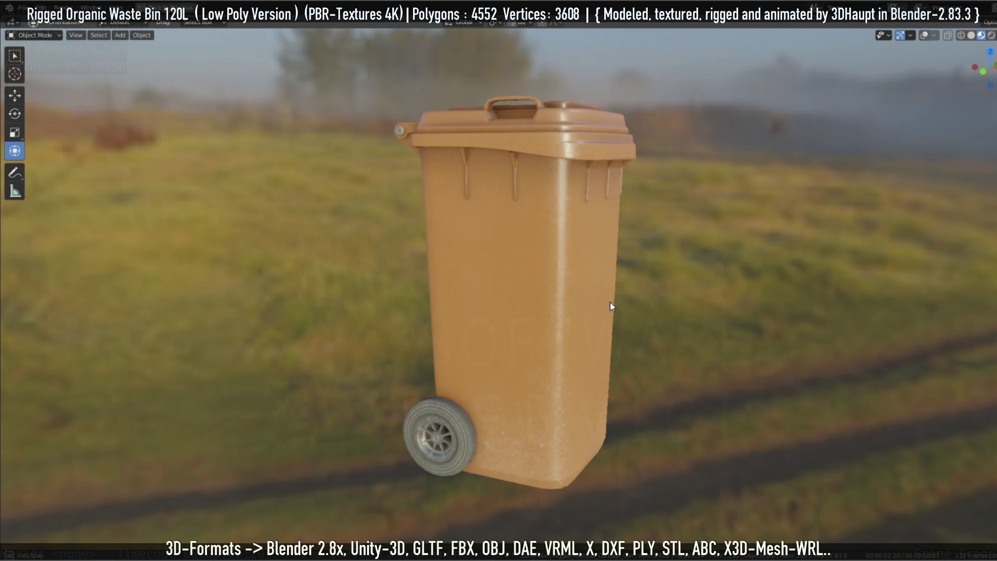 Rigged Organic Waste Bin 120L -Low-Poly-Version- Low-poly 3D model_26