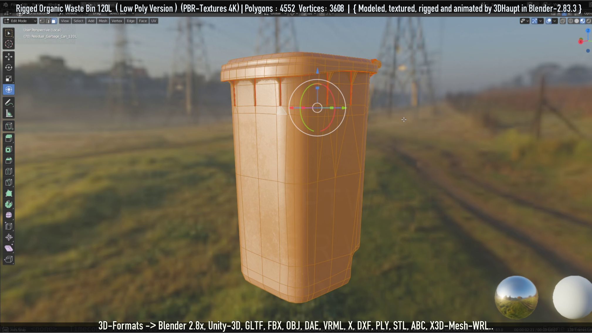 Rigged Organic Waste Bin 120L -Low-Poly-Version- Low-poly 3D model_67