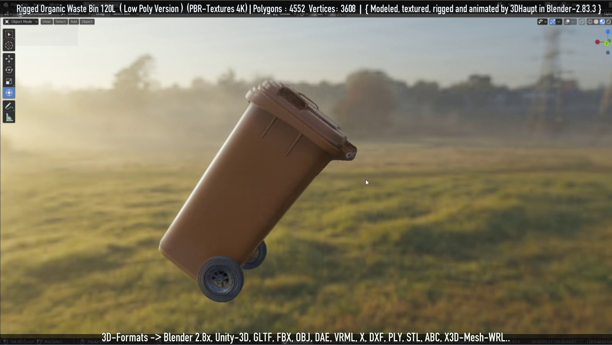 Rigged Organic Waste Bin 120L -Low-Poly-Version- Low-poly 3D model_86