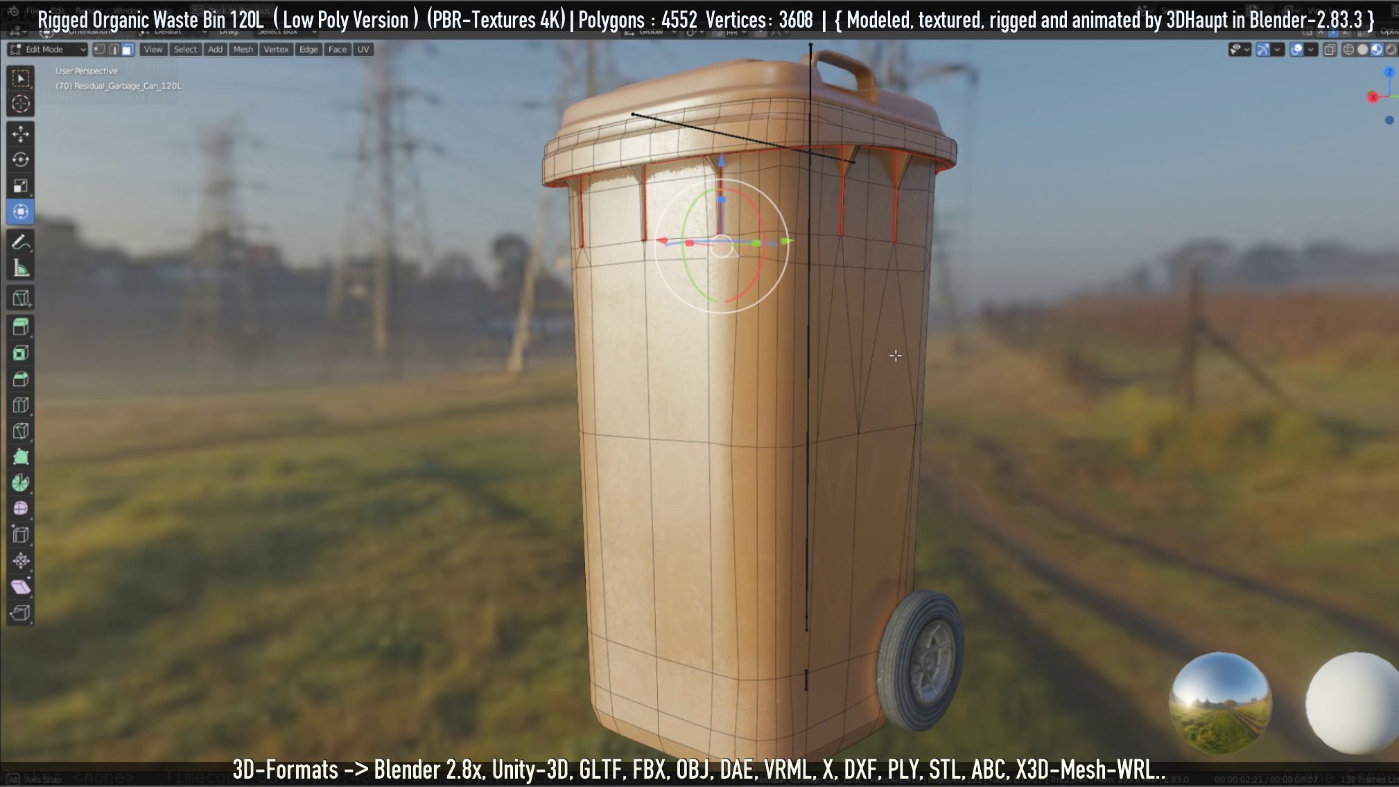 Rigged Organic Waste Bin 120L -Low-Poly-Version- Low-poly 3D model_63