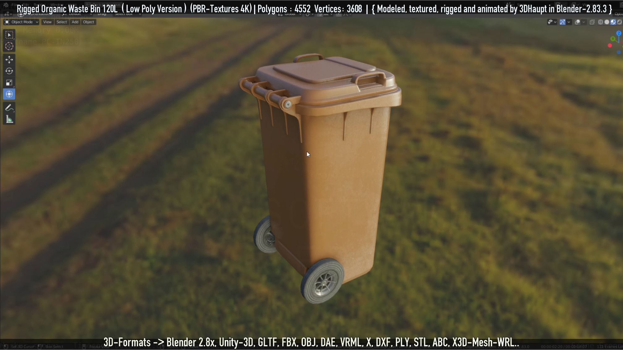 Rigged Organic Waste Bin 120L -Low-Poly-Version- Low-poly 3D model_12