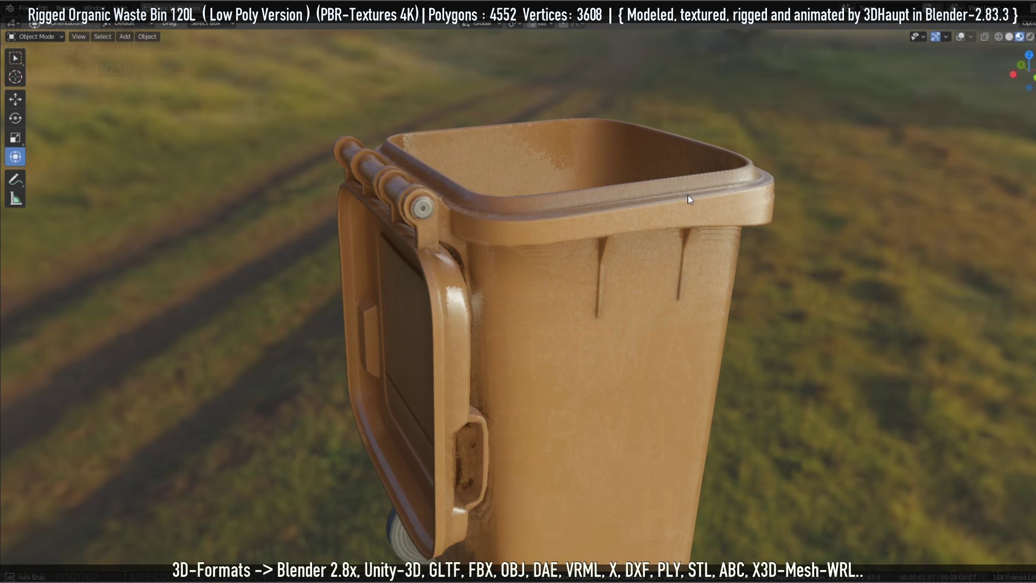 Rigged Organic Waste Bin 120L -Low-Poly-Version- Low-poly 3D model_91