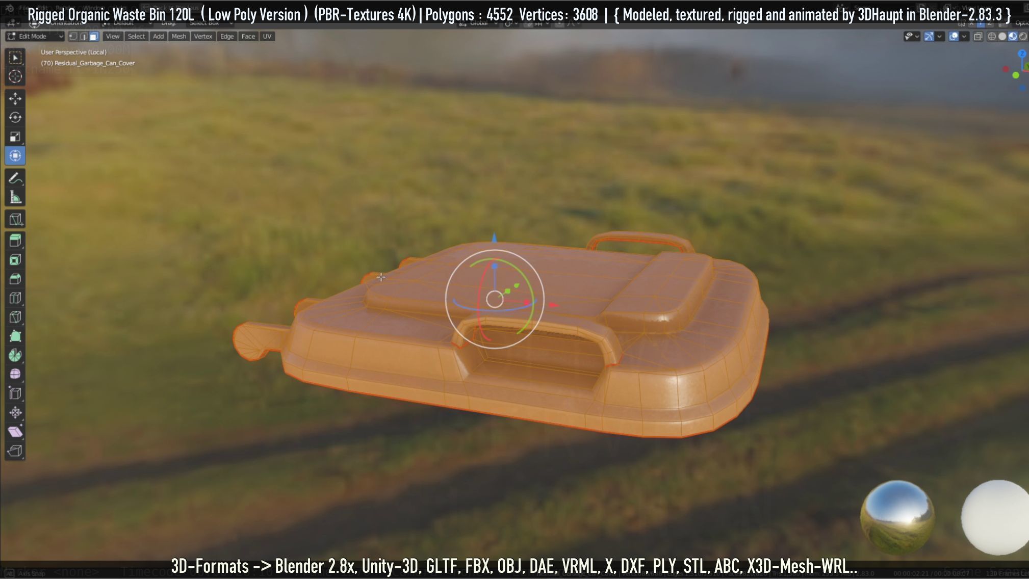 Rigged Organic Waste Bin 120L -Low-Poly-Version- Low-poly 3D model_78