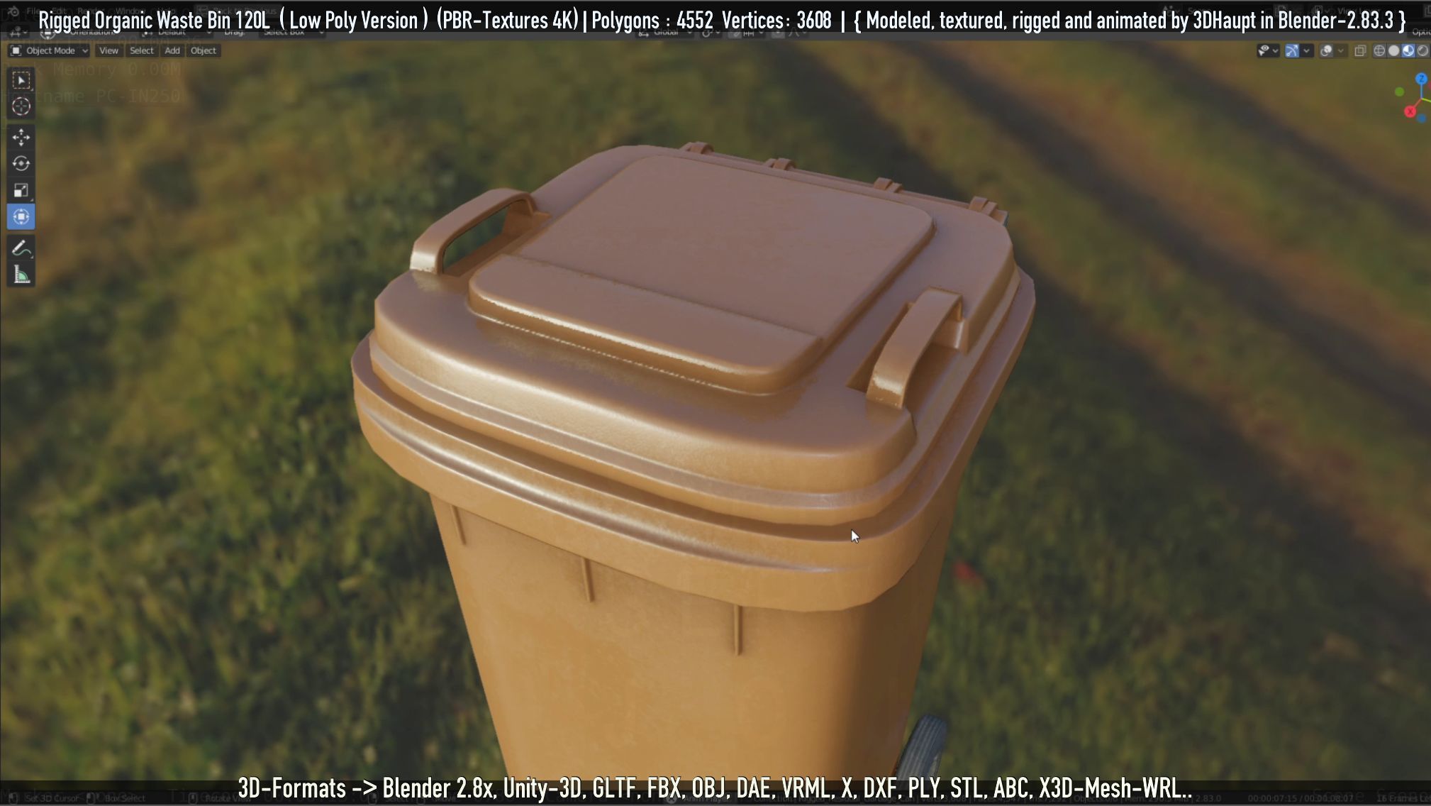 Rigged Organic Waste Bin 120L -Low-Poly-Version- Low-poly 3D model_90