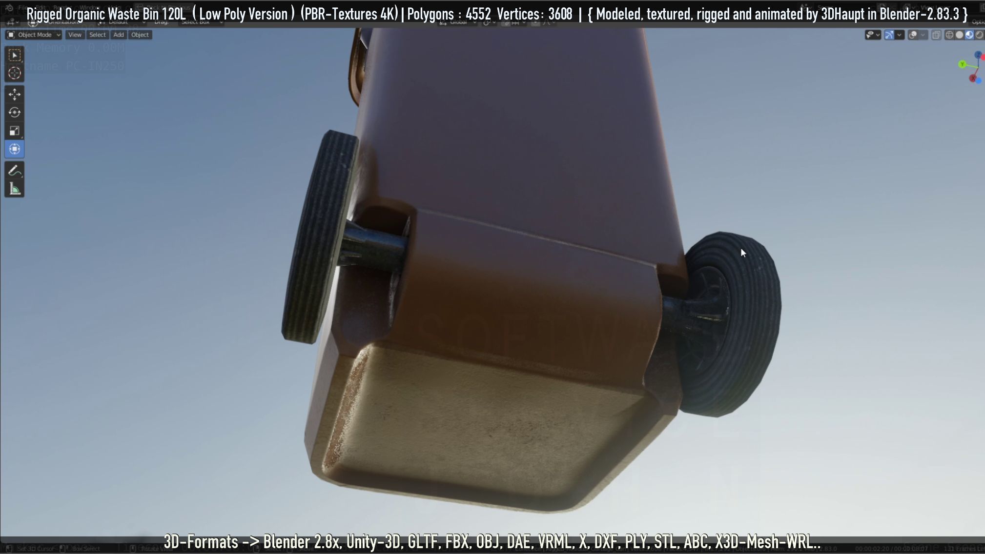 Rigged Organic Waste Bin 120L -Low-Poly-Version- Low-poly 3D model_85