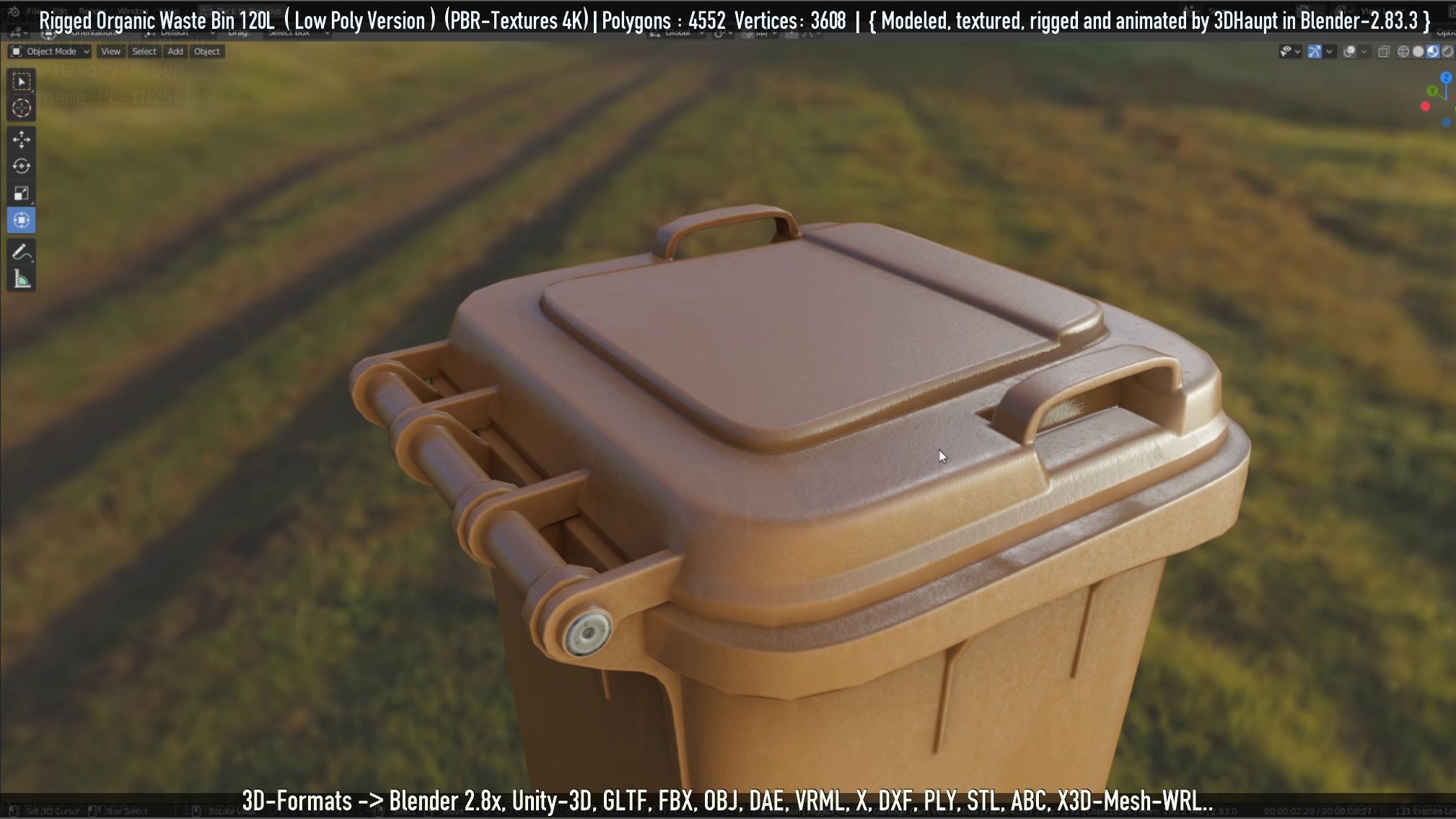 Rigged Organic Waste Bin 120L -Low-Poly-Version- Low-poly 3D model_10