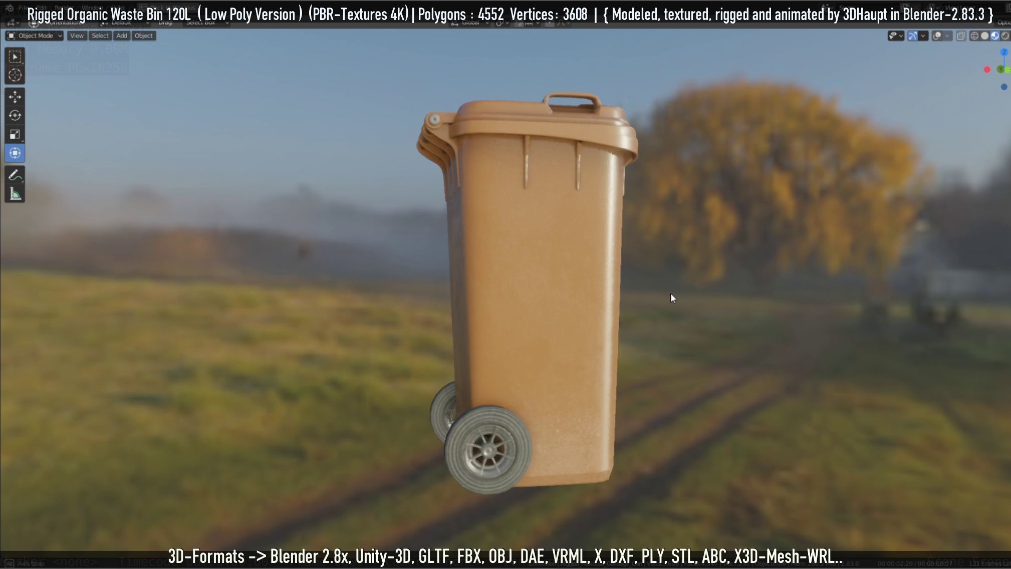 Rigged Organic Waste Bin 120L -Low-Poly-Version- Low-poly 3D model_25