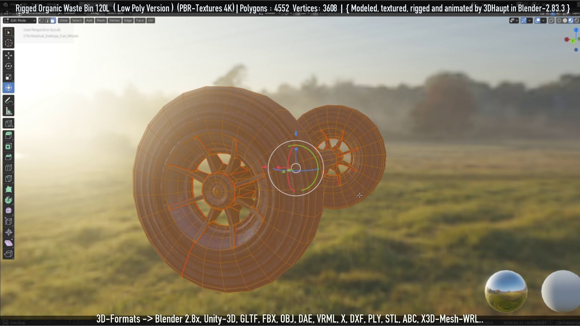 Rigged Organic Waste Bin 120L -Low-Poly-Version- Low-poly 3D model_53