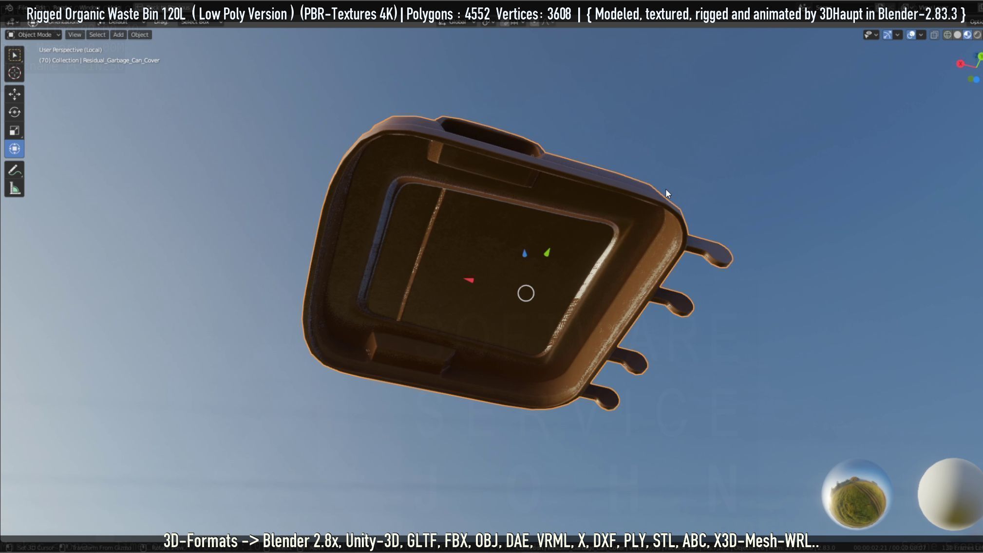 Rigged Organic Waste Bin 120L -Low-Poly-Version- Low-poly 3D model_74