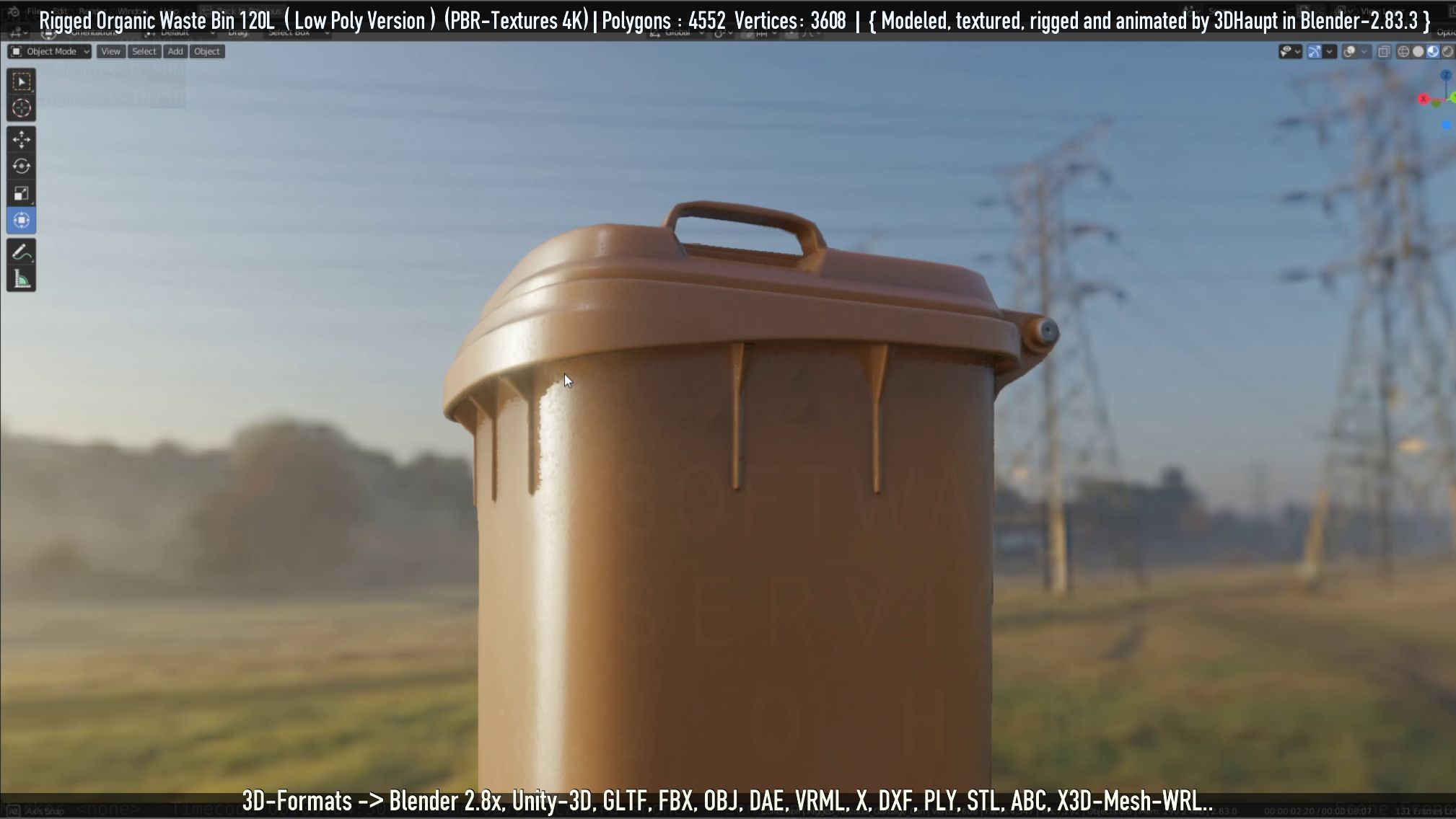 Rigged Organic Waste Bin 120L -Low-Poly-Version- Low-poly 3D model_38