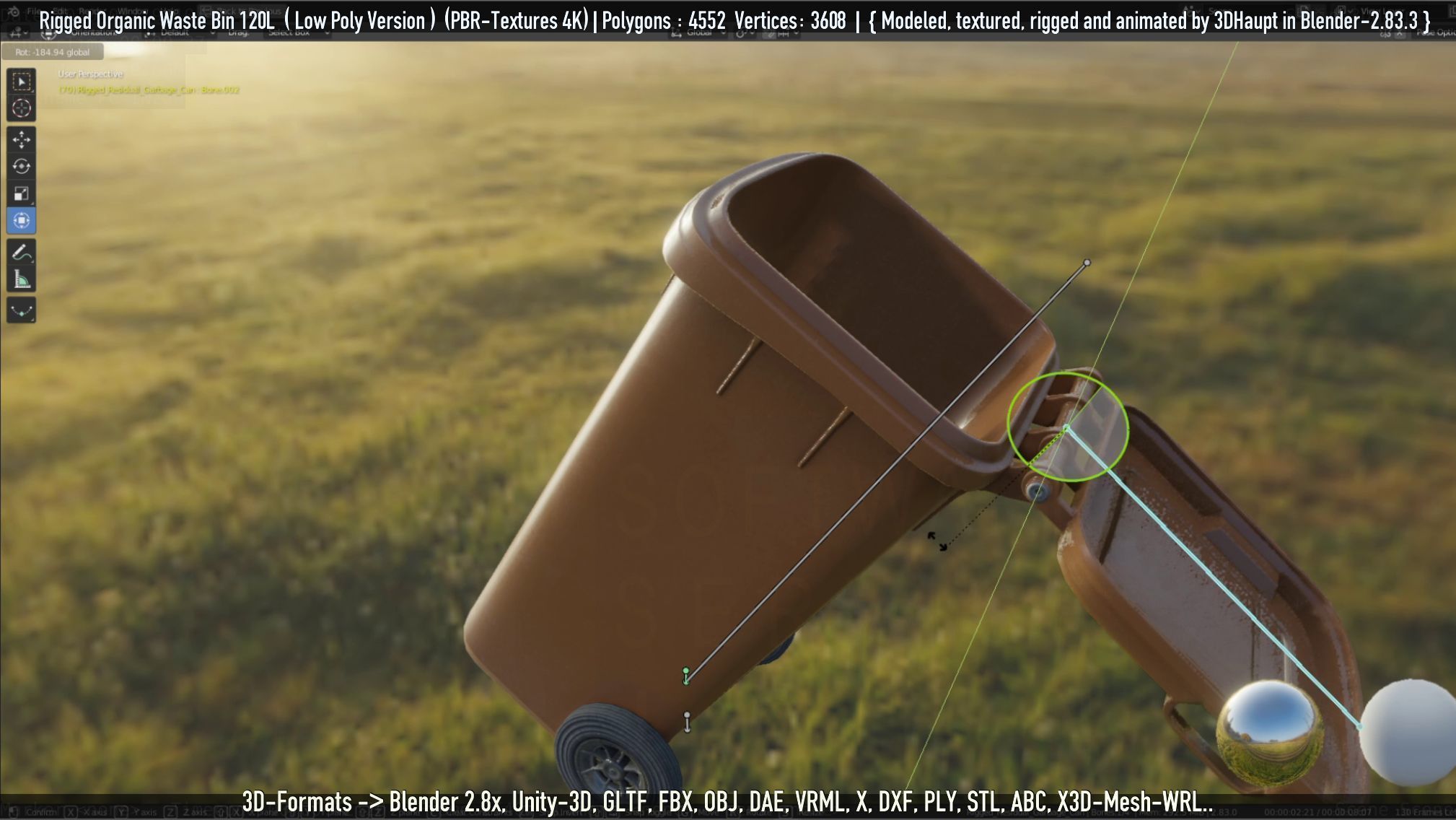 Rigged Organic Waste Bin 120L -Low-Poly-Version- Low-poly 3D model_8