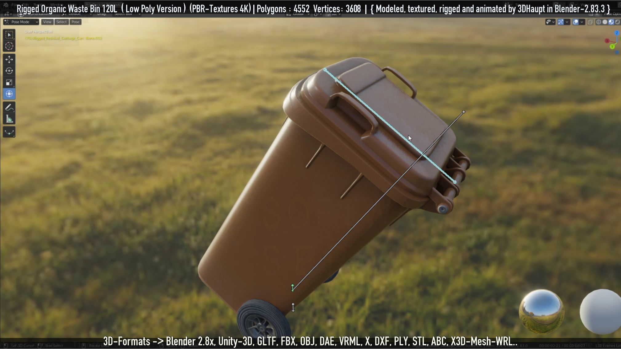 Rigged Organic Waste Bin 120L -Low-Poly-Version- Low-poly 3D model_111