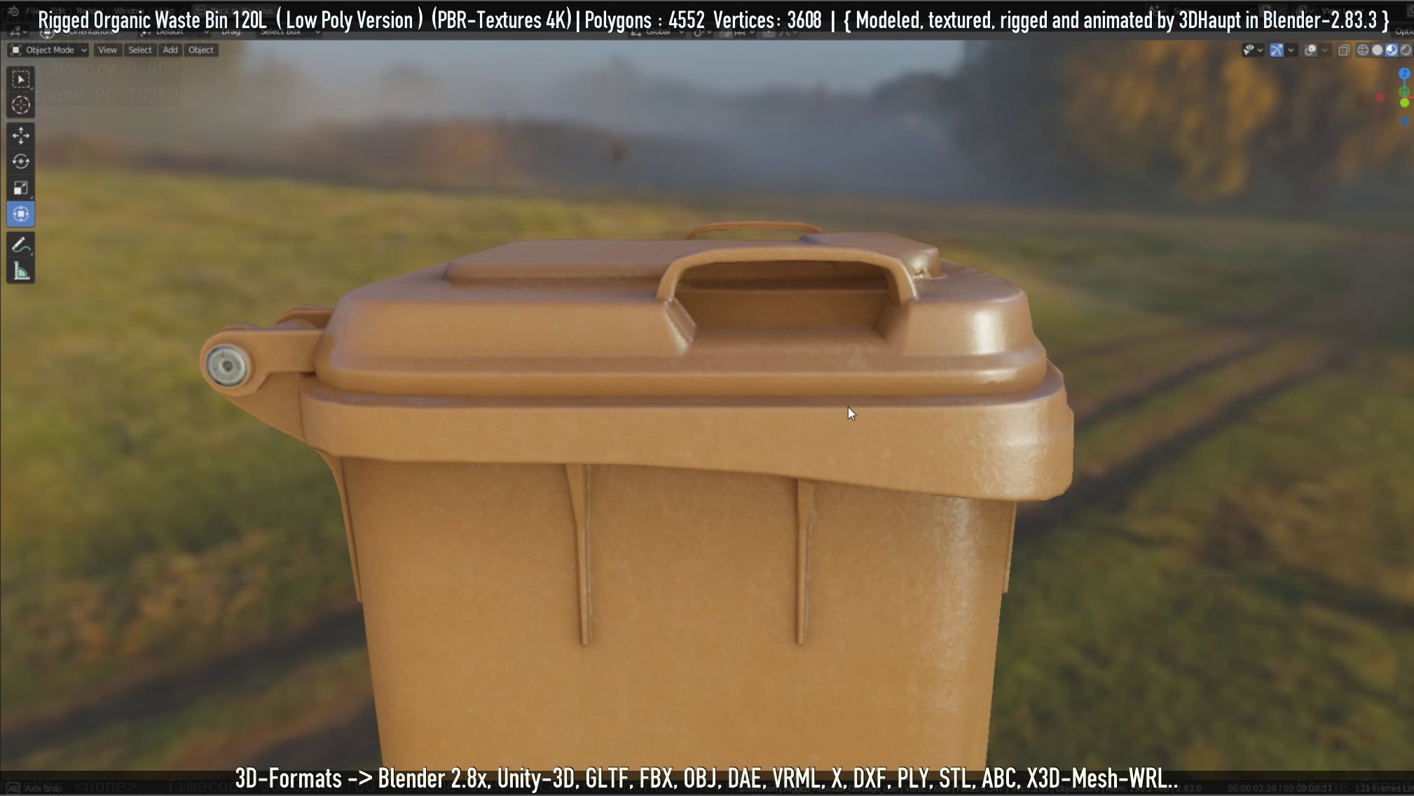 Rigged Organic Waste Bin 120L -Low-Poly-Version- Low-poly 3D model_118