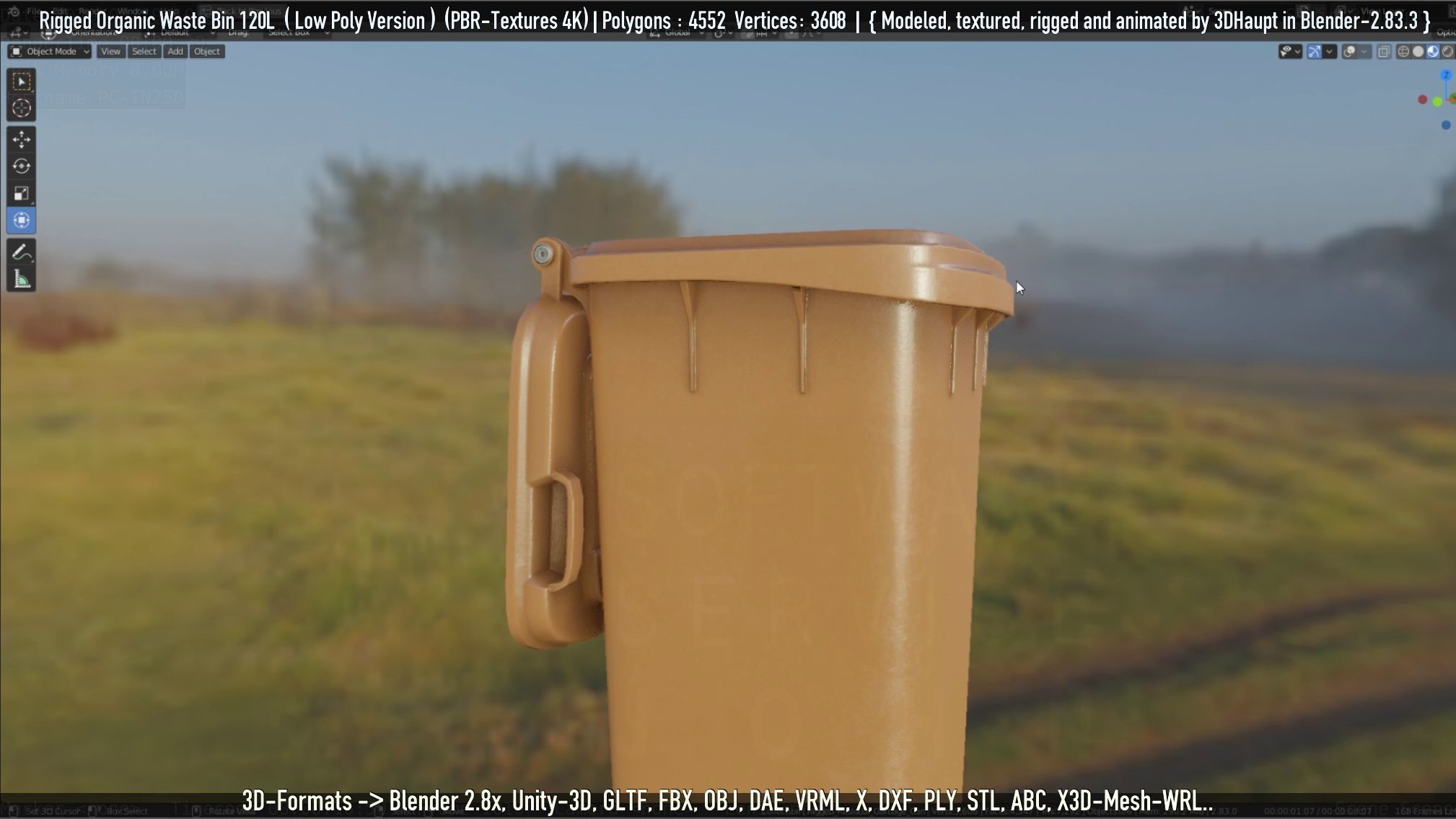 Rigged Organic Waste Bin 120L -Low-Poly-Version- Low-poly 3D model_93