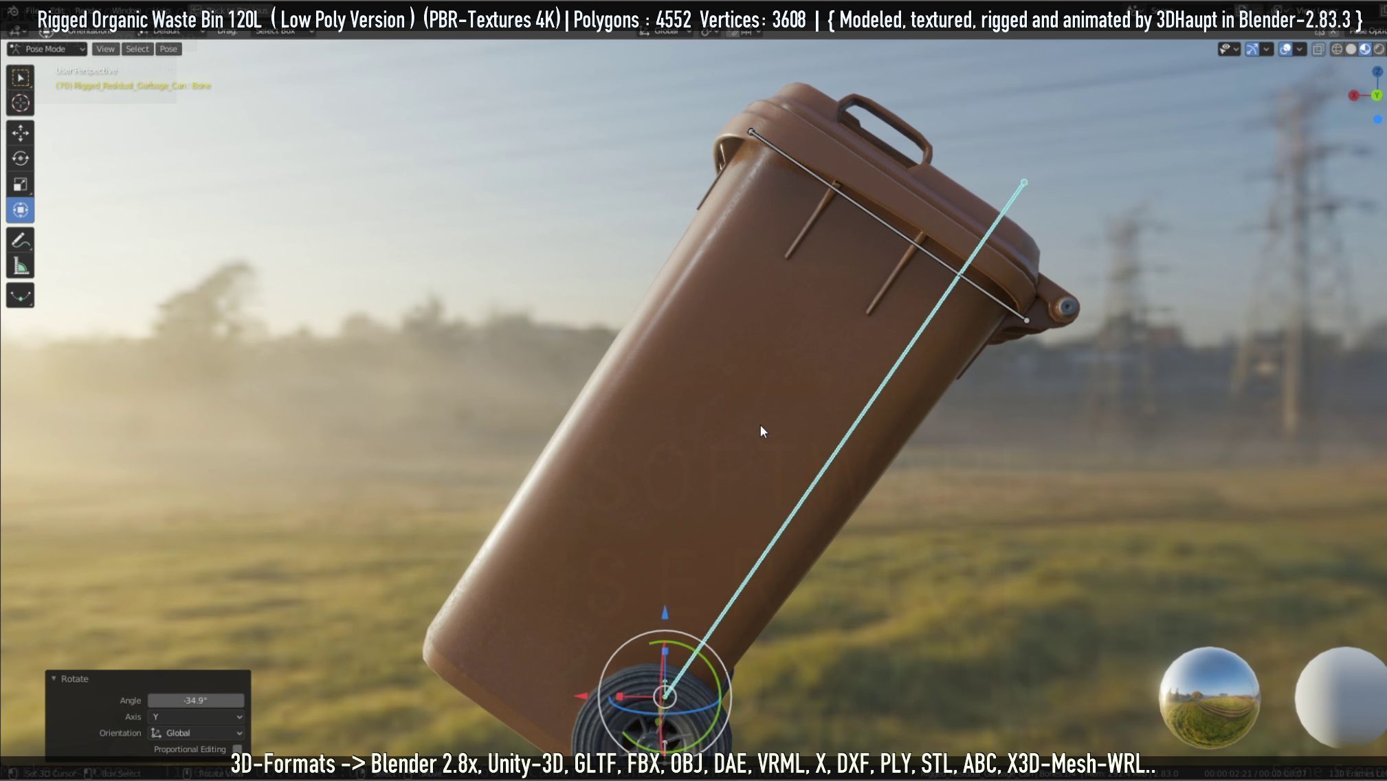 Rigged Organic Waste Bin 120L -Low-Poly-Version- Low-poly 3D model_24