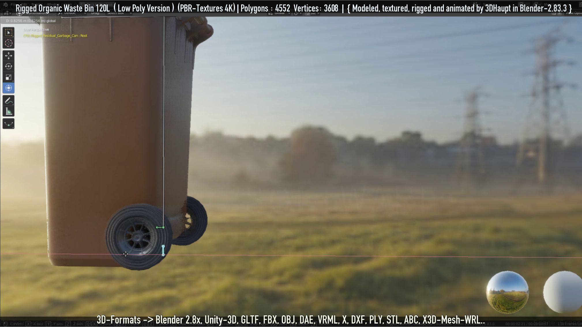 Rigged Organic Waste Bin 120L -Low-Poly-Version- Low-poly 3D model_23